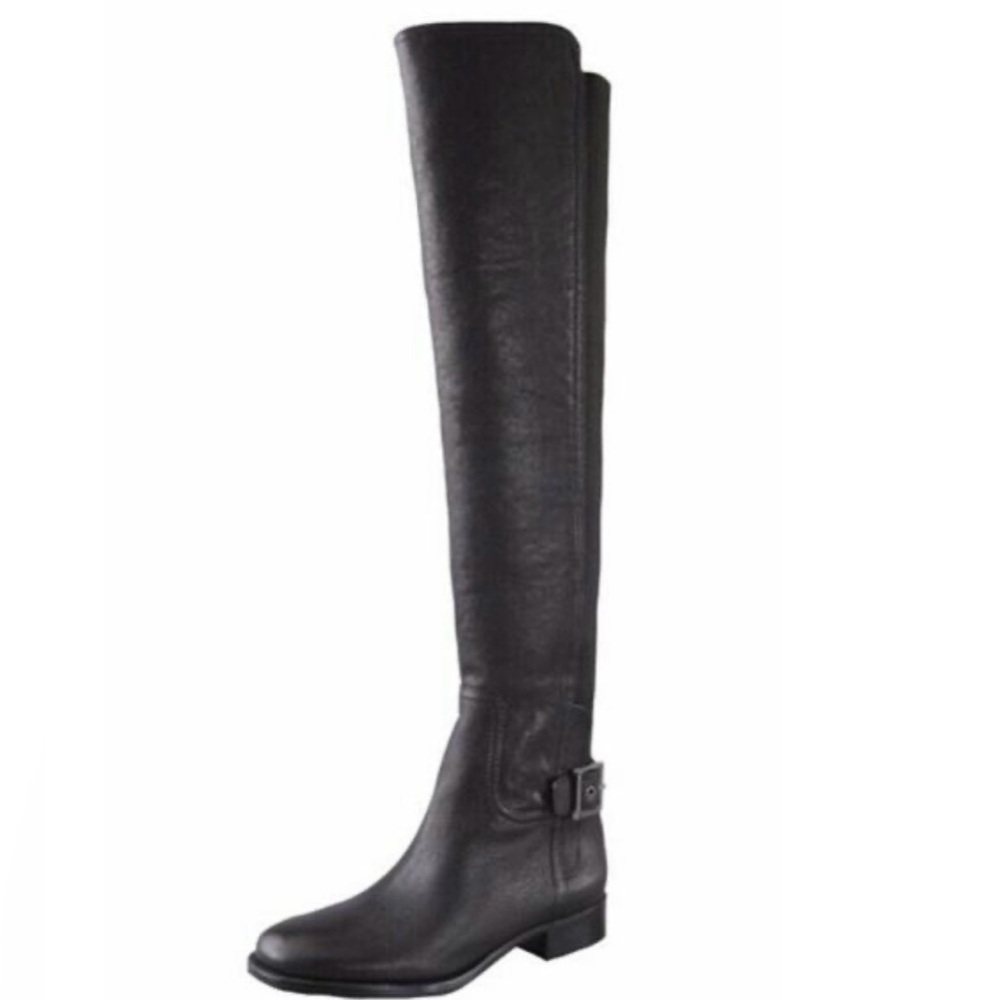 Tory Burch Black Leather Over The Knee Riding‎ Boots Classic Preppy